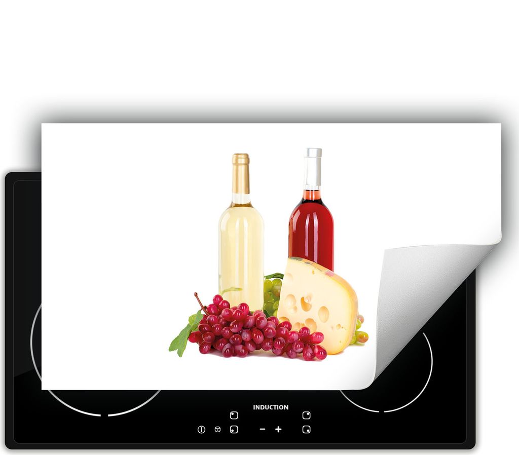 DarHaus Herdabdeckplatte 90x52 cm Anti Rutsch Matte Aufrollbar, Wein - weiß