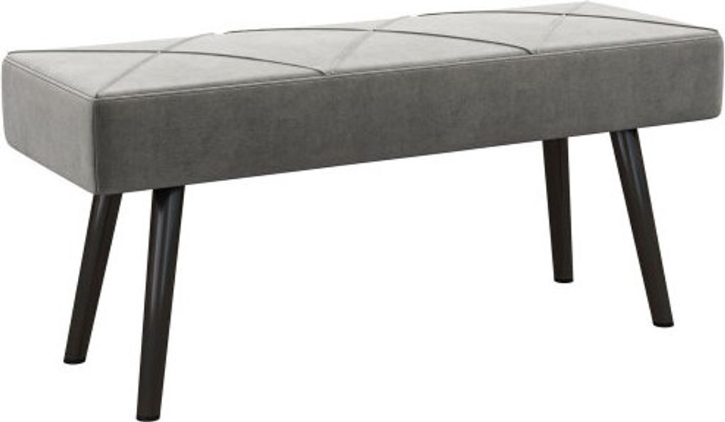 Polsterbank Grau 100x36x45 cm, Samtoptik, Sitzbank mit X-Muster, Bettbank Flurbank bis 120 kg šC Fuer Schlafzimmer Hocker