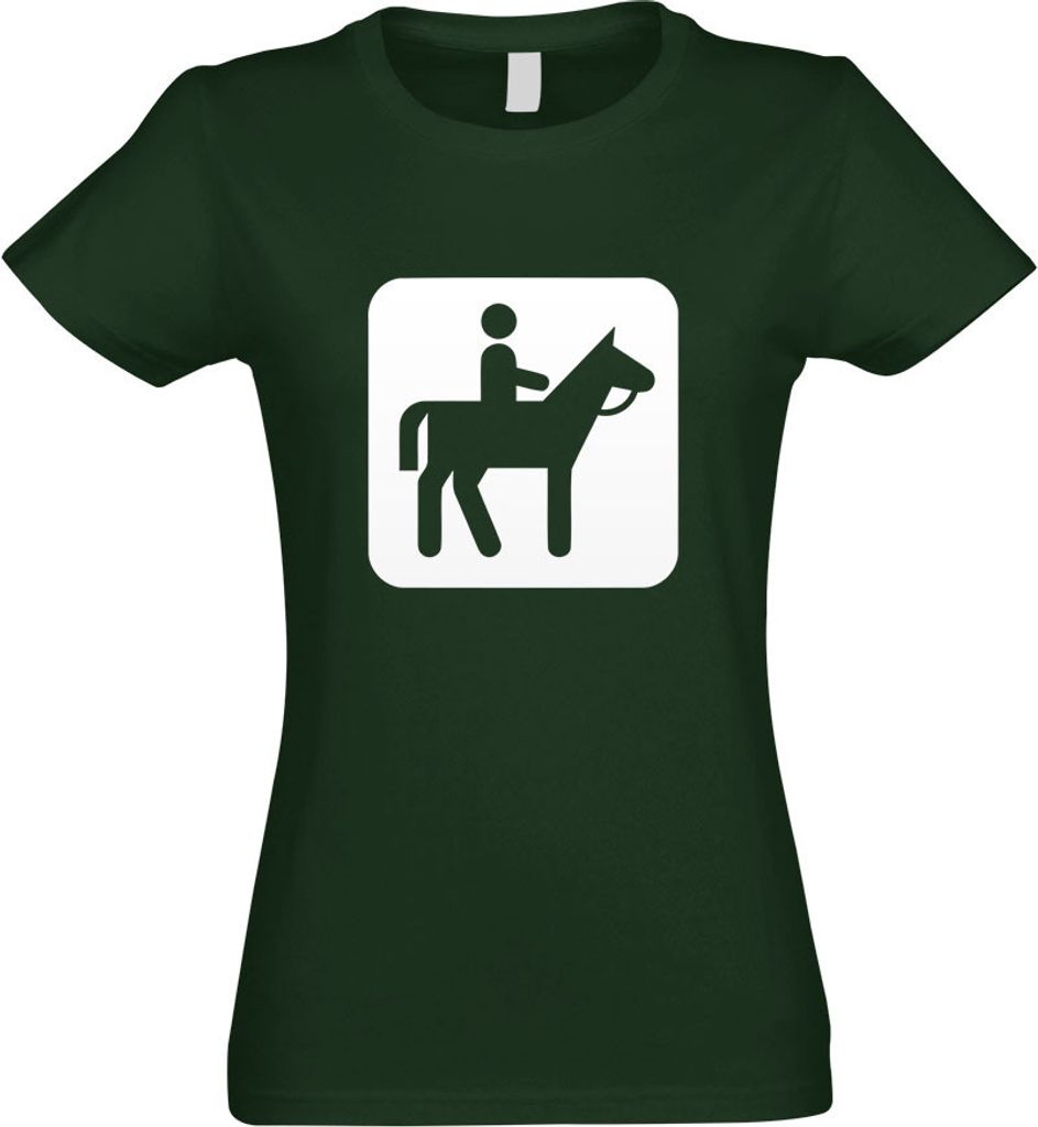 Kiwistar - T-Shirt tailliert - Damen - flaschengrün - Pferdewandern Piktogramme - mit Motiv Bedruckt - Funshirt Design - Sport - Freizeit - Damen - M