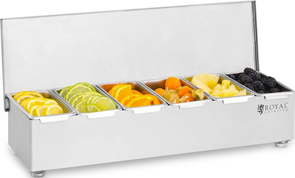 Set Contenitori Cucina Royal Catering Acciaio Inox 6 Vaschette 450ml