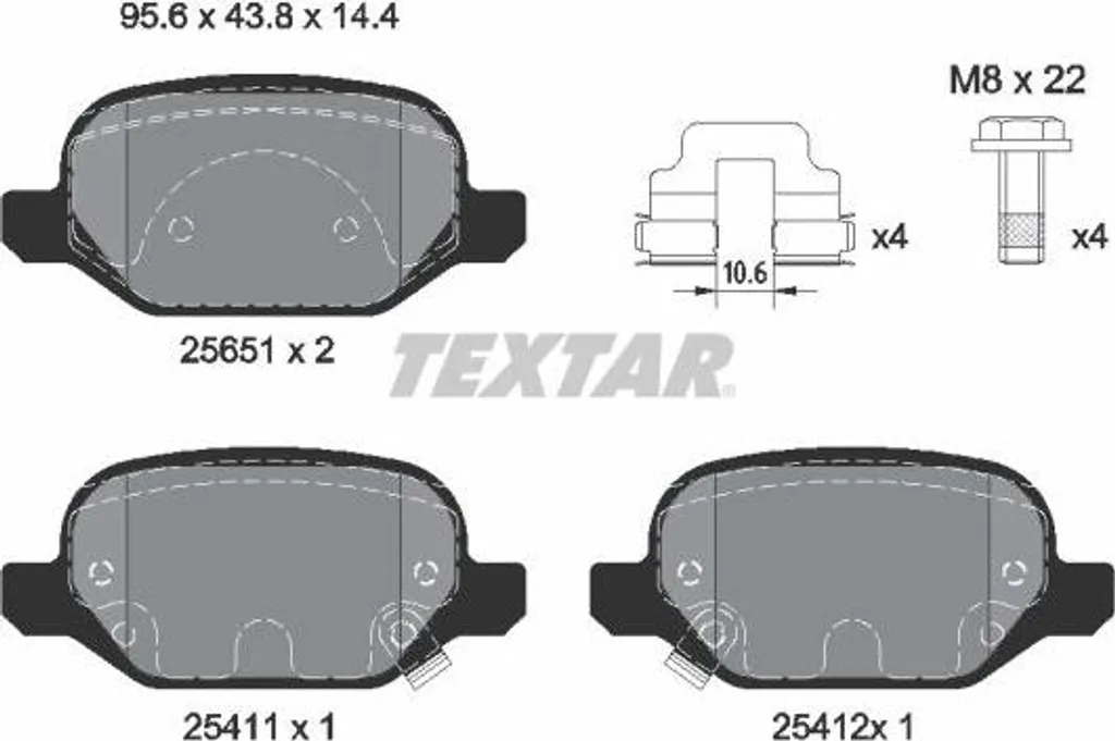Jeu de plaquettes de frein à disque TEXTAR 2565101 compatible Panda