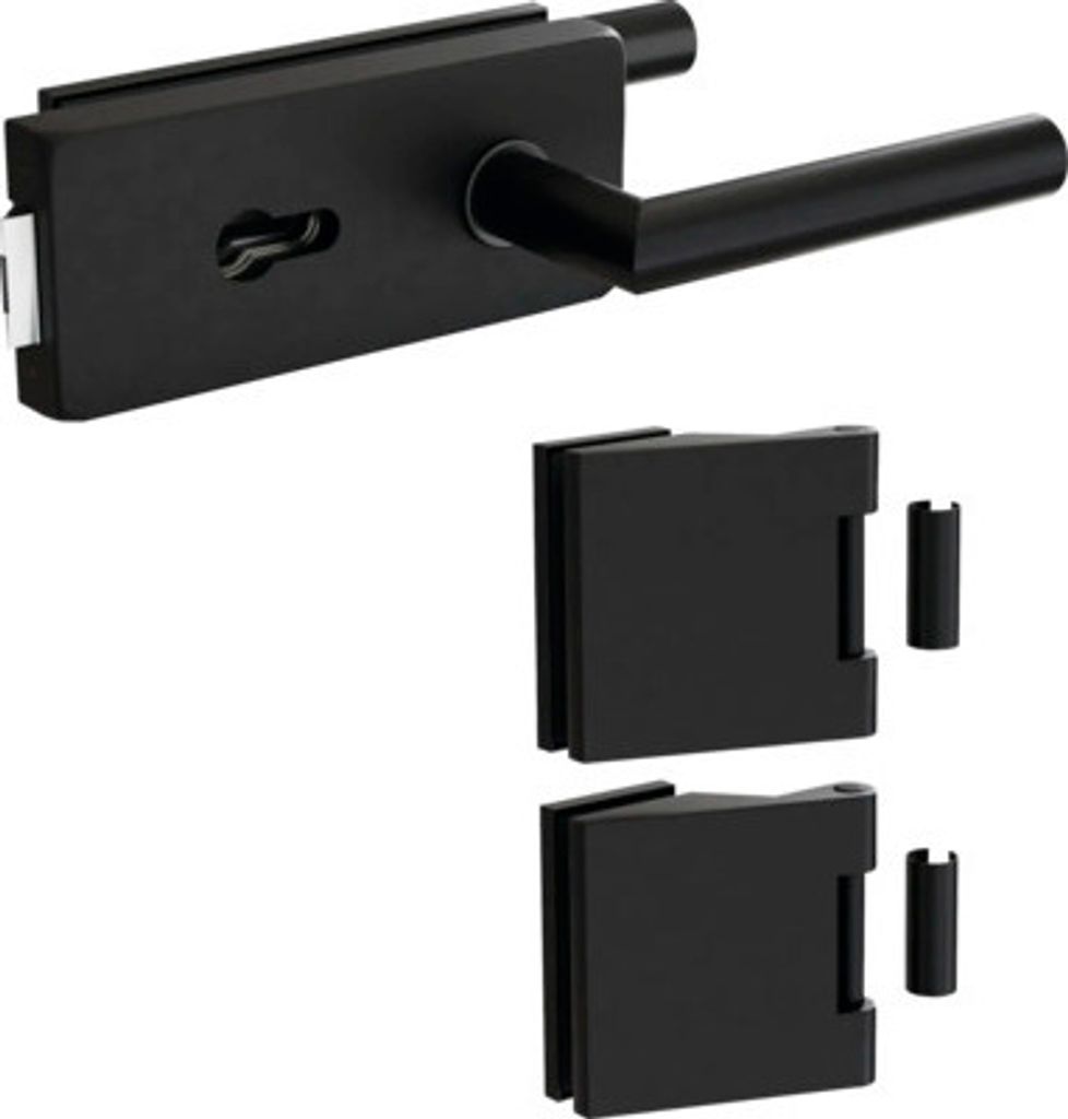 Pertura Glastürbeschlag Aiko Studio/Office PZ Schwarz inkl. 2 Rahmenteile für Holzzargen