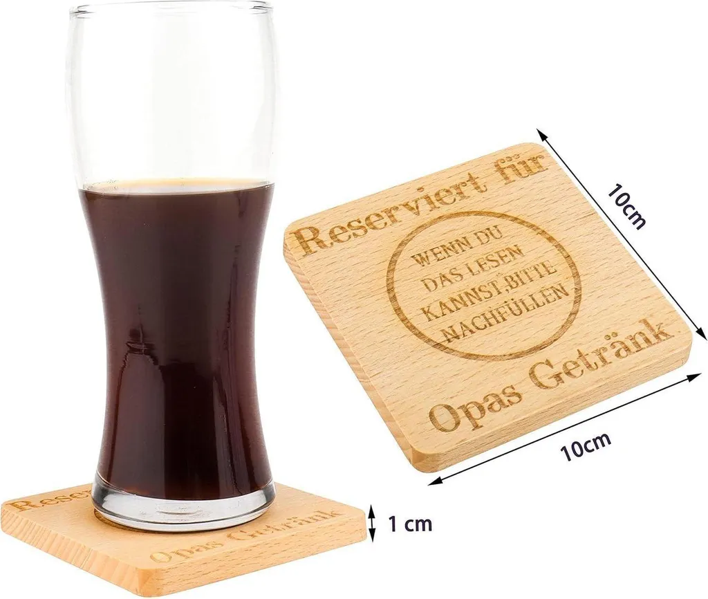 Sottobicchiere Legno Nonno 10cm Regalo Divertente Compleanno Festa Papà - 6