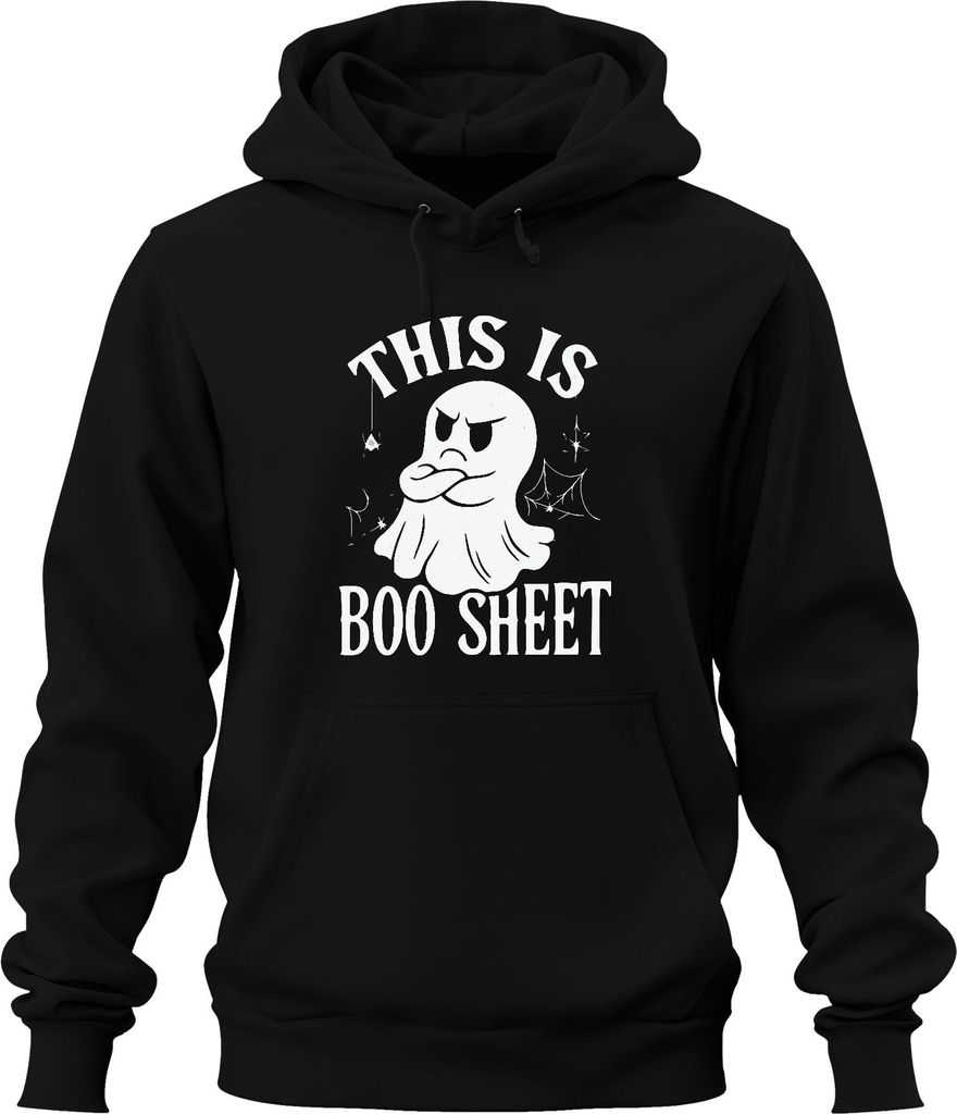 Lustiger Halloween Geist This is Boo Sheet Wortspiel Grusel Frech Uni Hoodie Kapuzenpullover, Schwarz, M