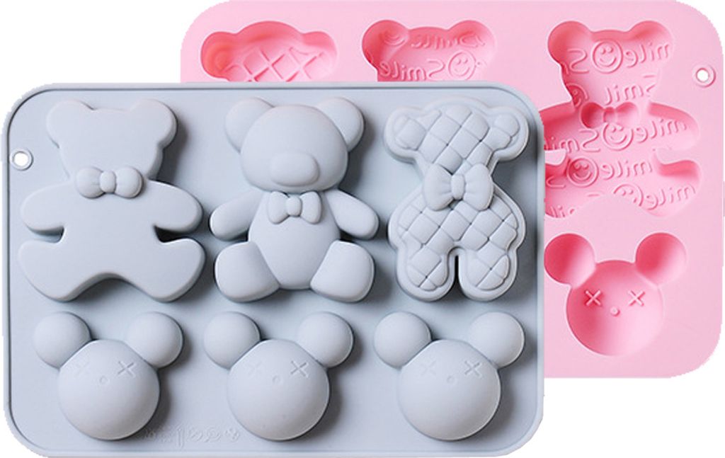 CANDeal 2 Stück Bären-Schokoladen-Silikonformen, Zerbrechliche Bärenform, Teddybärform, Süßigkeiten, Backen, Muffins, Cupcakes, Wackelpudding...