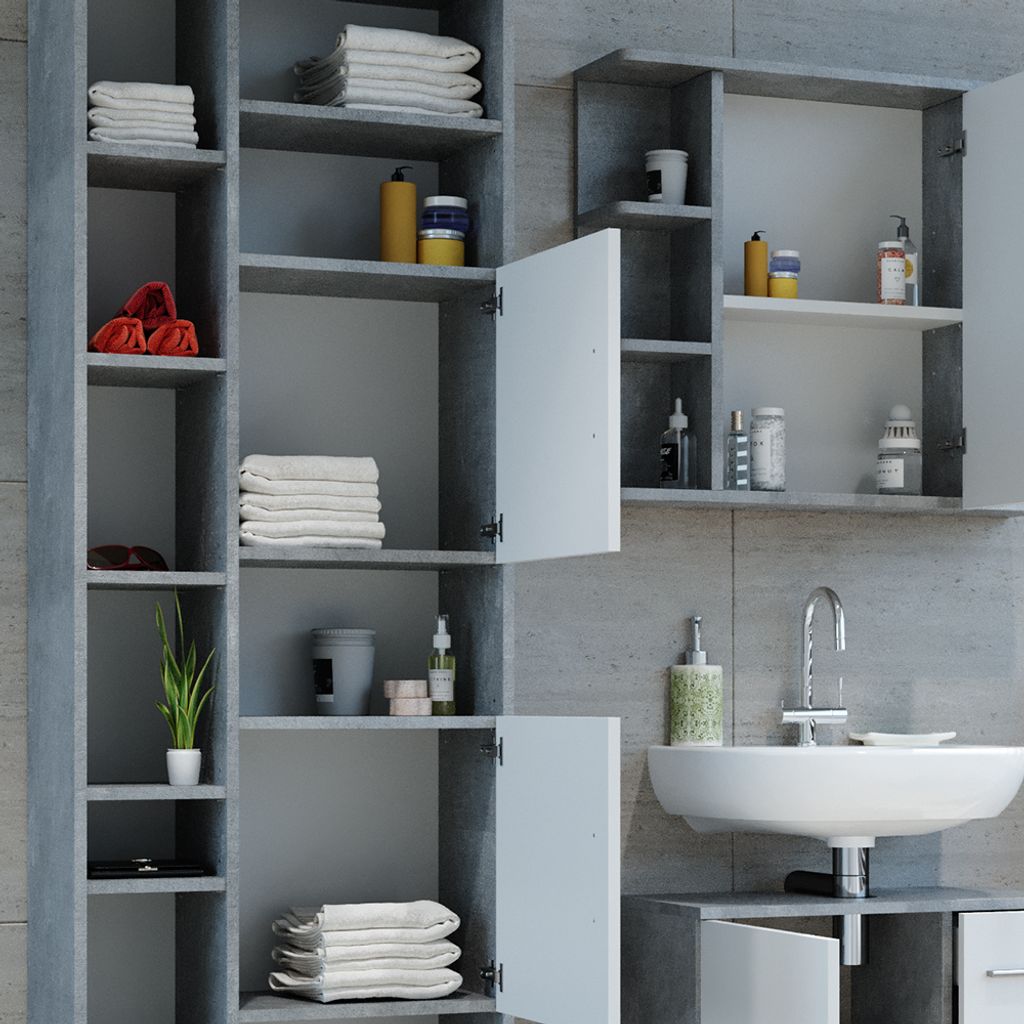 Meuble de rangement de salle de bain Ilias, Béton, 60 x 190 cm, Vicco