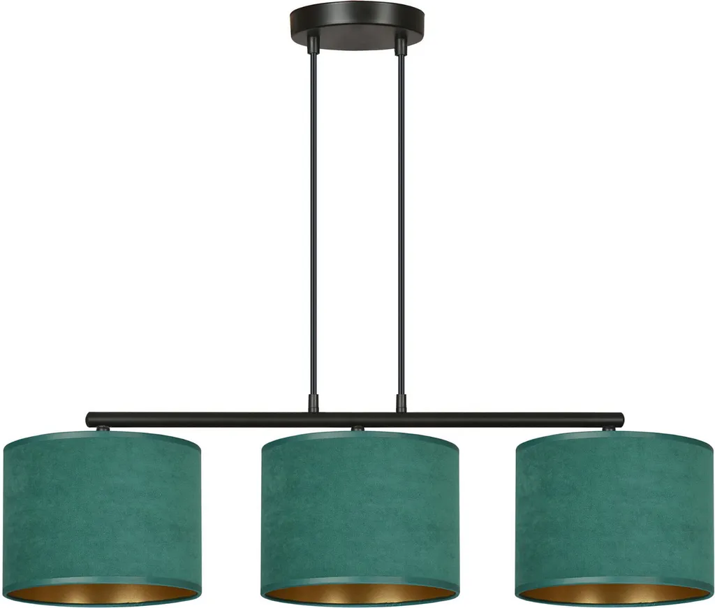 Lustre 3 Lampes Vert HILDE : Éclairage Puissant pour Pièces Sombres
