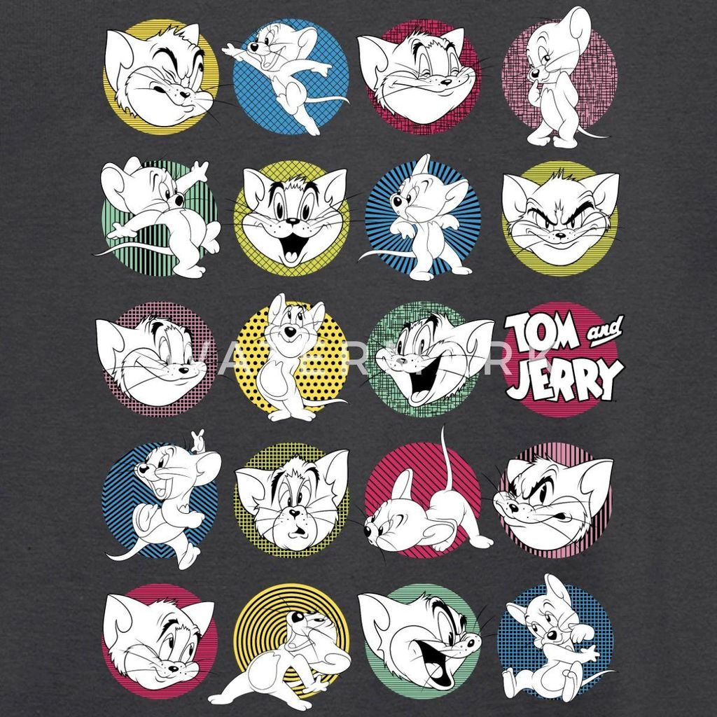 Spreadshirt Tom Und Jerry Ikonische Ausdrücke Teenager T-Shirt, 152/164 (12-14 Jahre), Dunkelgrau