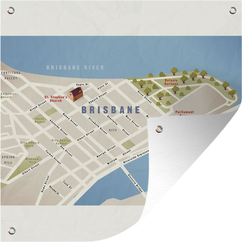 MuchoWow 50x50 cm Outdoor-Poster Gartendeko Sichtschutz Garten Poster für den Garten Ein Stadtplan von Brisbane in Australien