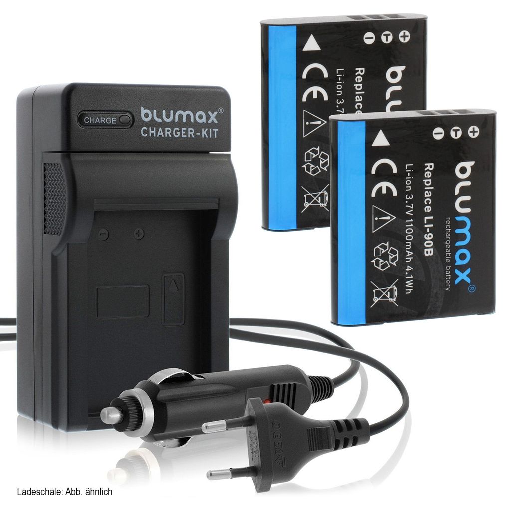 2x Akku + Lader für Olympus Li-90B LI-92B TG-4 XZ-2 SH-50 SH-60 1100 mAh