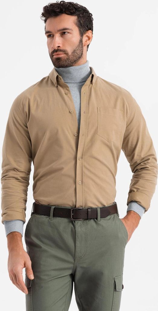 Ombre Clothing Langarmhemd für Männer Remliel hellbraun L