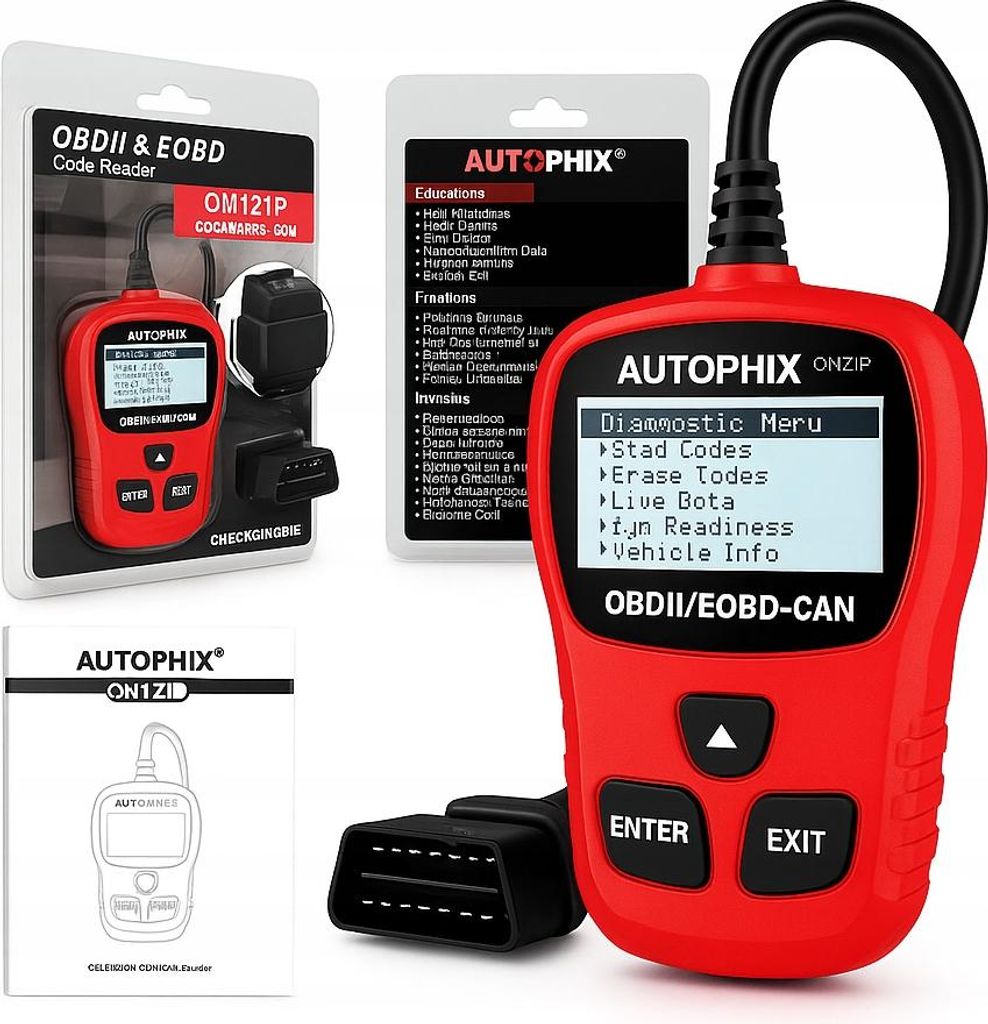 Autophix OM121 skaner OBD2 - kasuj błędy Check Engine, Zdjęcie produktu 