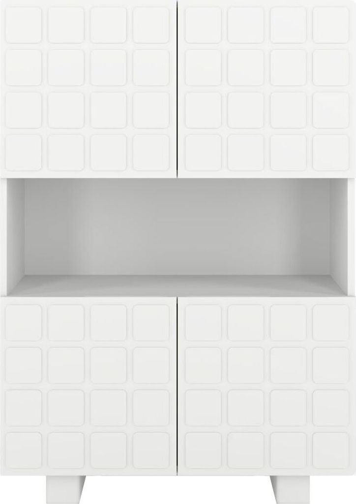 CUBO HIGH Kommode 3D mit dekoriert Front / 4 Türen / 85 x 120 cm / Weiß