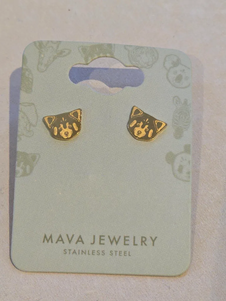 Boucles d'oreilles Mava Chat doré - Cadeau anniversaire bijou enfant