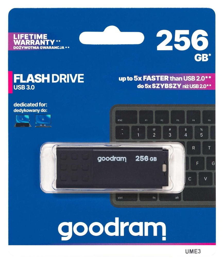 GOODRAM UME3 USB 3.0 256 GB čierna Obrázok produktu 