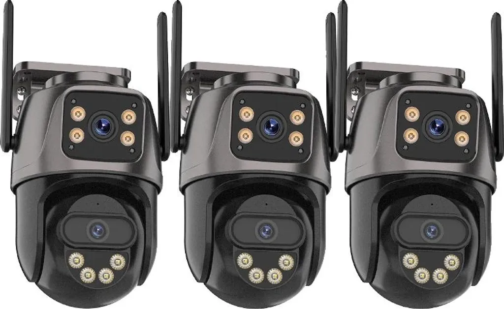 Système de vidéosurveillance 4K extérieur avec 3 caméras double vue