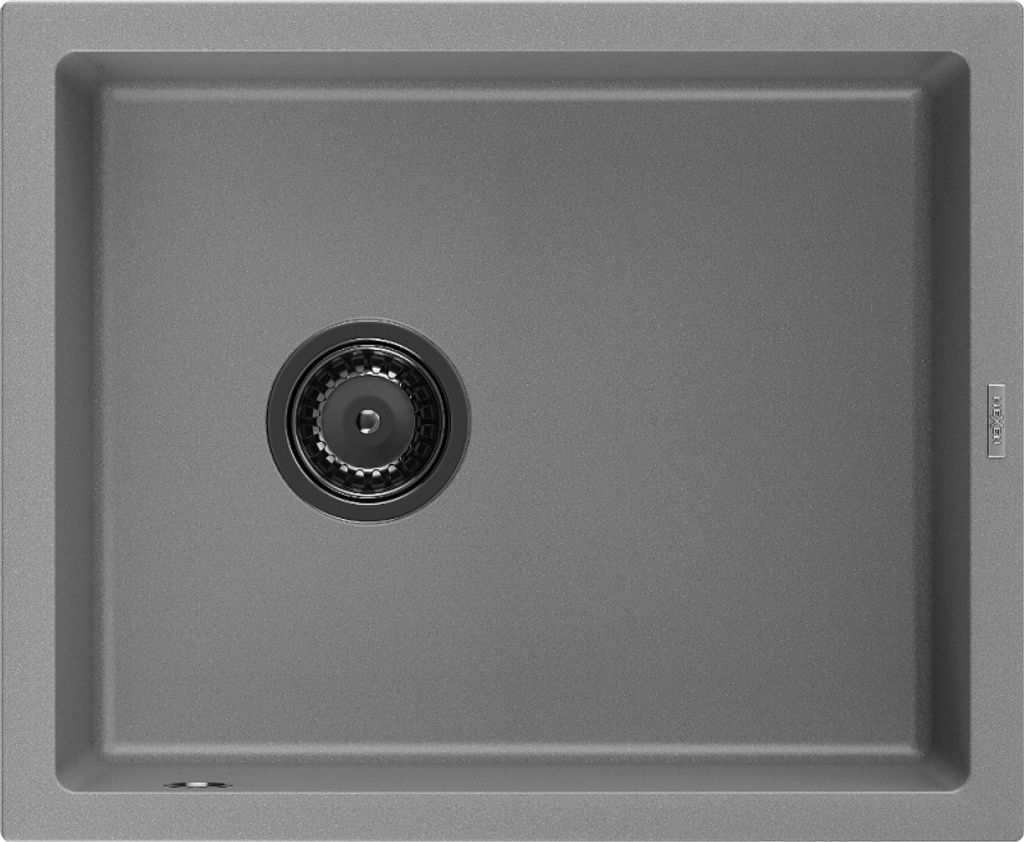 Mexen Pedro 1-Becken-Granit-Spüle 560 x 460 mm, Grau, Siphon Schwarz - 6508561000-71-B