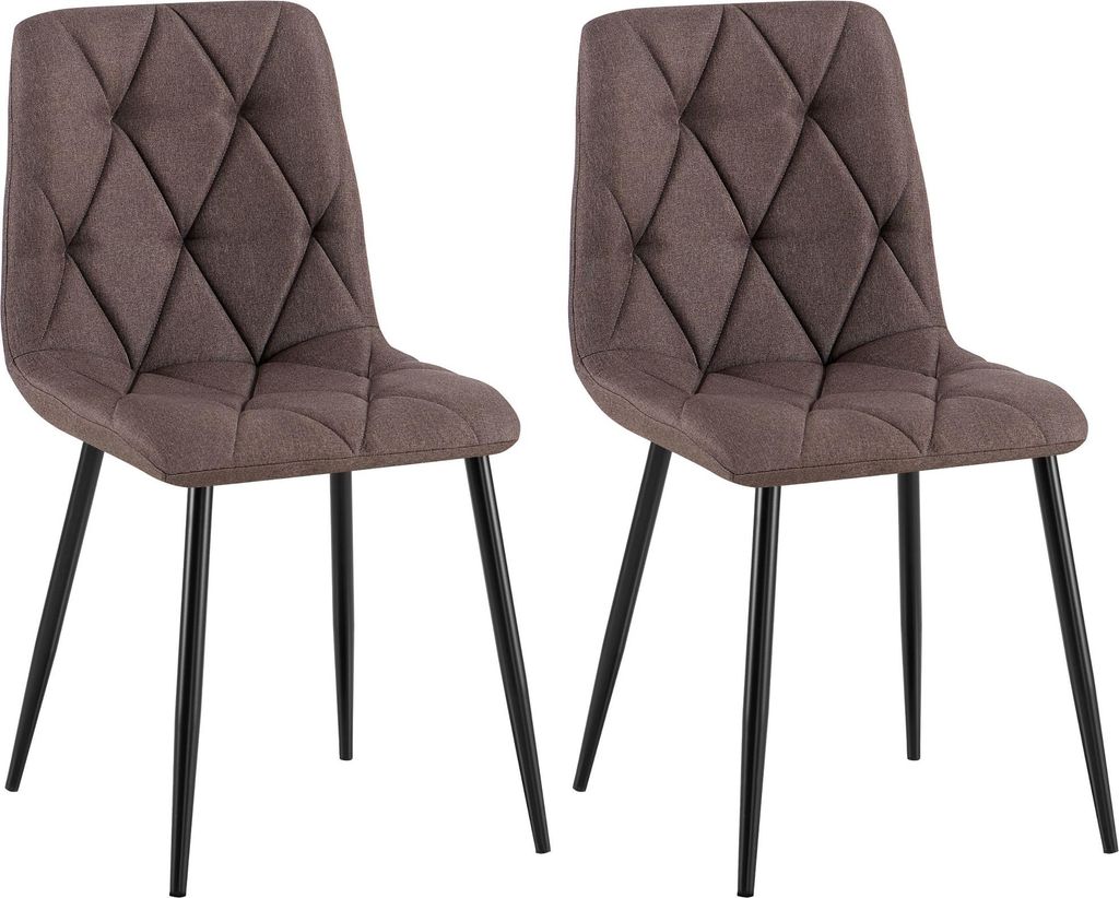 2er Set Esszimmerstuhl DOFAR - Stoff Braun 45x55x85 cm | Essstühle Esszimmerstühle Küchenstühle Wohnzimmerstühle