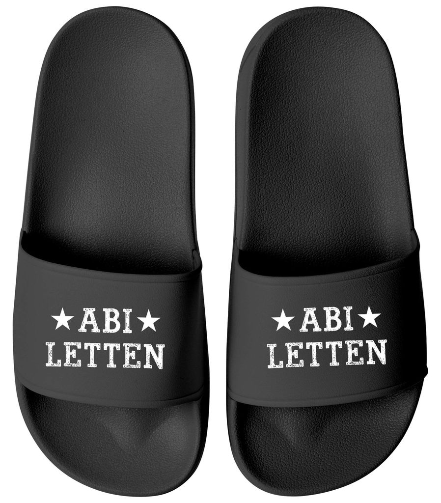 Badeschlappen Herren Abiletten - Geschenk Abitur Schulabschluss - Badelatschen mit Aufdruck - Männer Uni Moonworks