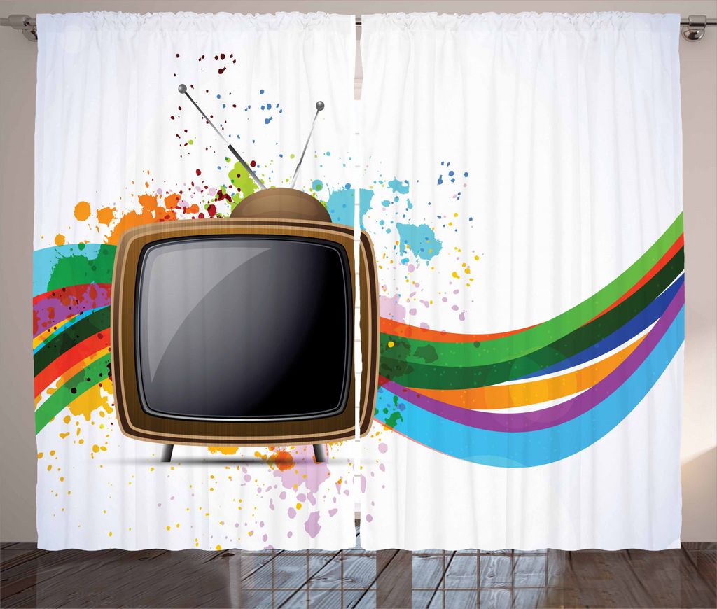 ABAKUHAUS Regenbogen Rustikaler Vorhang, Altes Fernsehfarben-Spritzen, Wohnzimmer Universalband Gardinen mit Schlaufen und Haken, 280 x 225 cm, Meh...