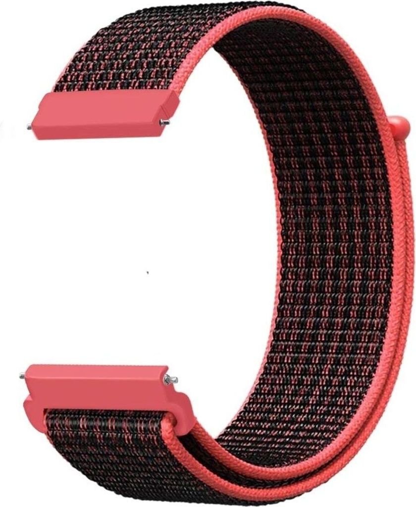 Smartwatch Armband Armbänder 20 / 22 mm für Samsung Galaxy LG Watch Honor Garmin, Farbe:Rot Schwarz, Stegbreite:20 mm