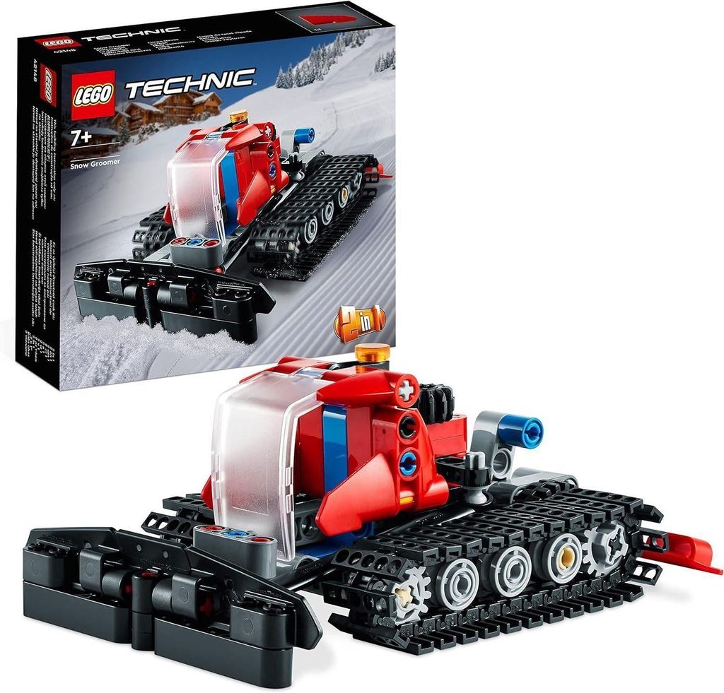LEGO Technic Pistenraupe 42148 2in1 Modell umbaubar zum Schneemobil, 178 Teile, 8H x 14L x 10B cm, mit Gummireifen, Gummiketten und beweglichen Hebeln