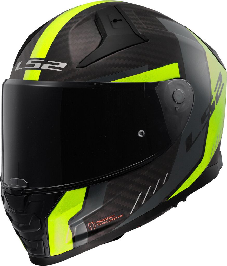LS2 FF811 Vector II Carbon Grid Helm, neon-gelb, 4XL (67/68)
