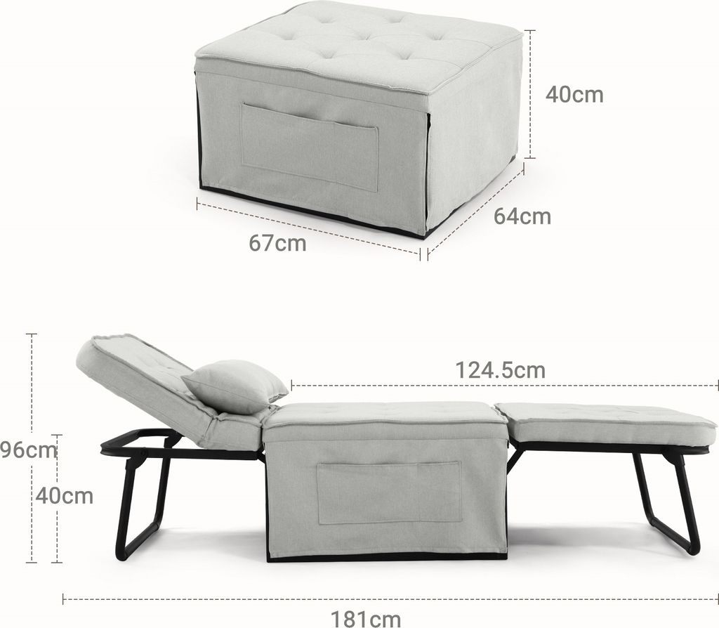 4-in-1 Schlafsofa, multifunktionaler faltbarer Hocker, Produktbild 7
