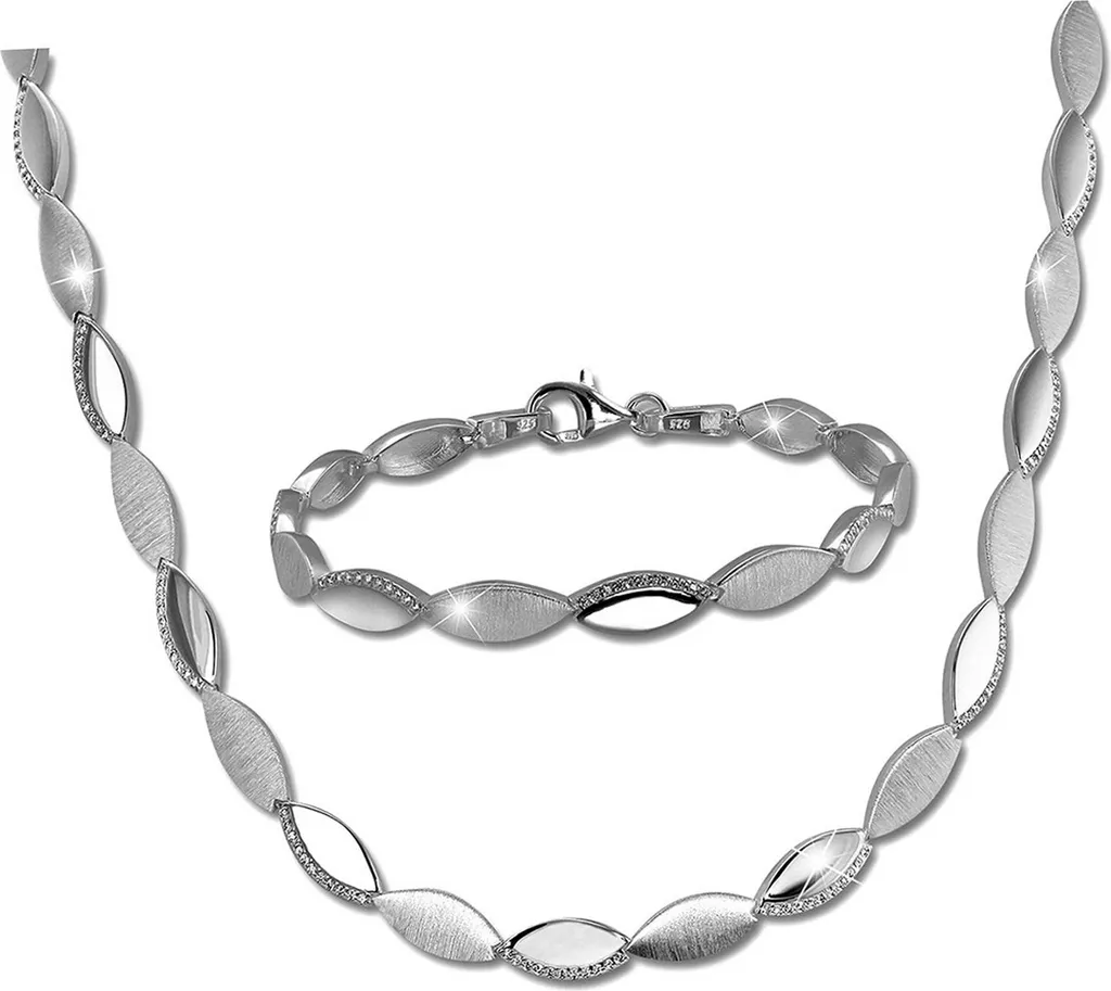 Ensemble Collier Bracelet Argent 925 Anti-Ternissement Zirconia Femme