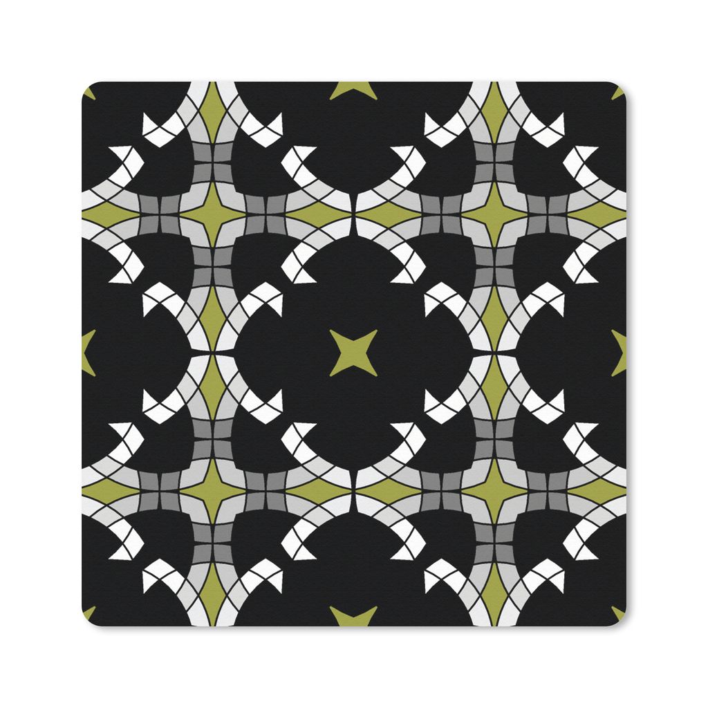 MuchoWow Mauspad Mousepad Glasmalerei - Abstrakt - Muster 20x20 cm - Mousepads - Maus Mat - Pad - Mausunterlage - Desk Mat - Bureauartikeln