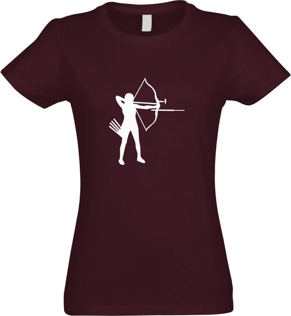 Kiwistar - T-Shirt tailliert - Damen - Burgund - Bogenschießen Bogensport - mit Motiv Bedruckt - Funshirt Design - Sport - Freizeit - Damen - XL