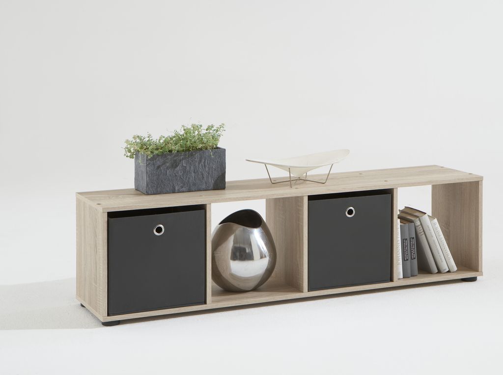 FMD Möbel MEGA 4 Regal mit 4 Fächern - Eiche - Maße: 36,5 cm x 140,5 cm x 33 cm; 248-004
