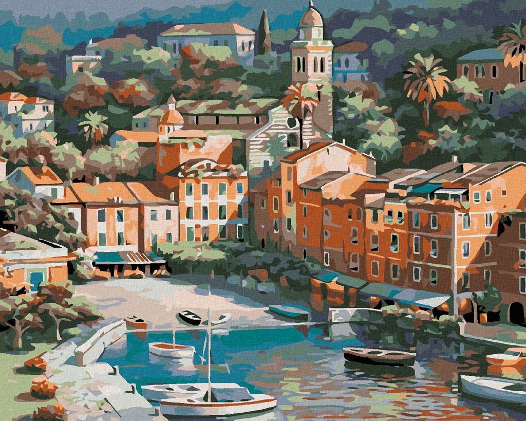 Zuty - Malen nach Zahlen - KLEINES ITALIENISCHES STÄDTCHEN, 40x50 cm, ohne Keilrahmen