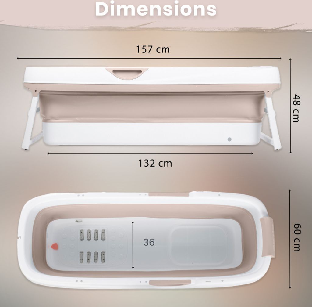 HelloBath® Skládací vana pro dospělé XXL, 157x60x48 cm – S Obrázek produktu 4