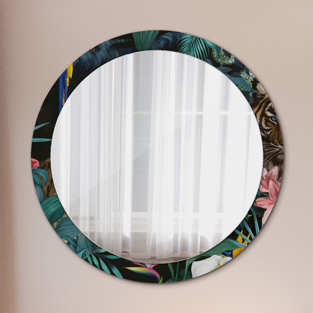 Spiegel - Mirror zum Wandspiegel Schlafzimmer – Schminkspiegel- Dschungel Wald- Ø90cm