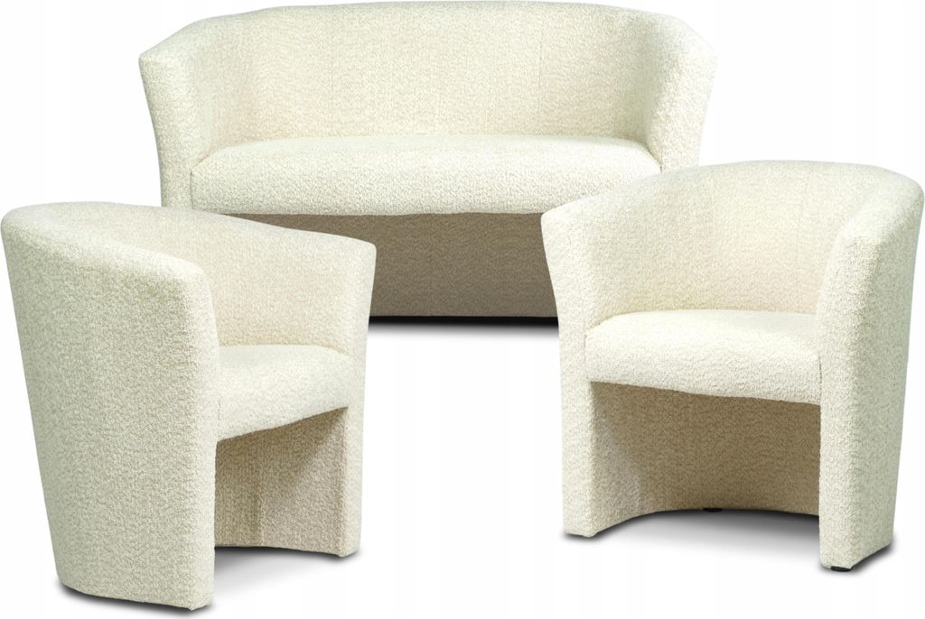 Couchgarnitur - Sofa Set - Beige - Weicher Stoff - 2 Sitzer Sofa - 2 Sessel - Sitzmöbel - Fleckenbeständig - 3-Teilig - CAFE