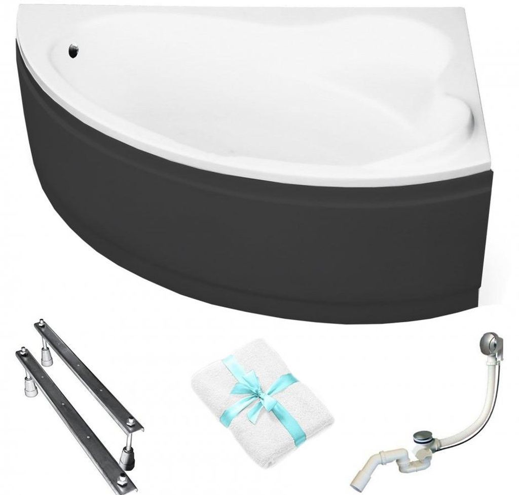 Aqua For You | Besco Badewanne - 160x100 Cm - Antibakterielle Beschichtung - Automatischer Siphon - mit Verkleidung - mit Beinen