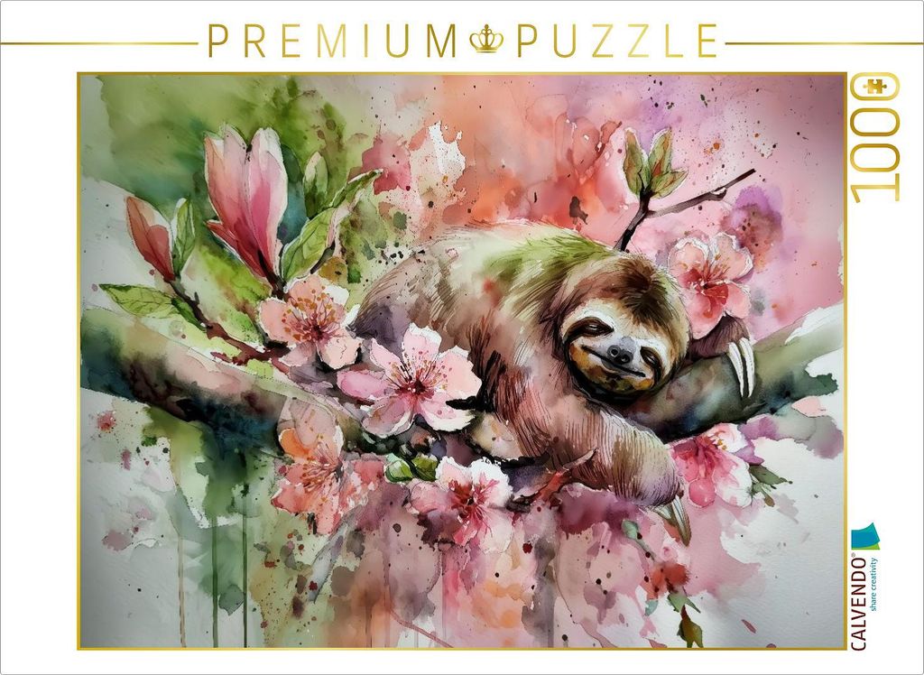 CALVENDO Puzzle Müdes Faultier | 1000 Teile Lege-Größe 64x48cm Foto-Puzzle für glückliche Stunden