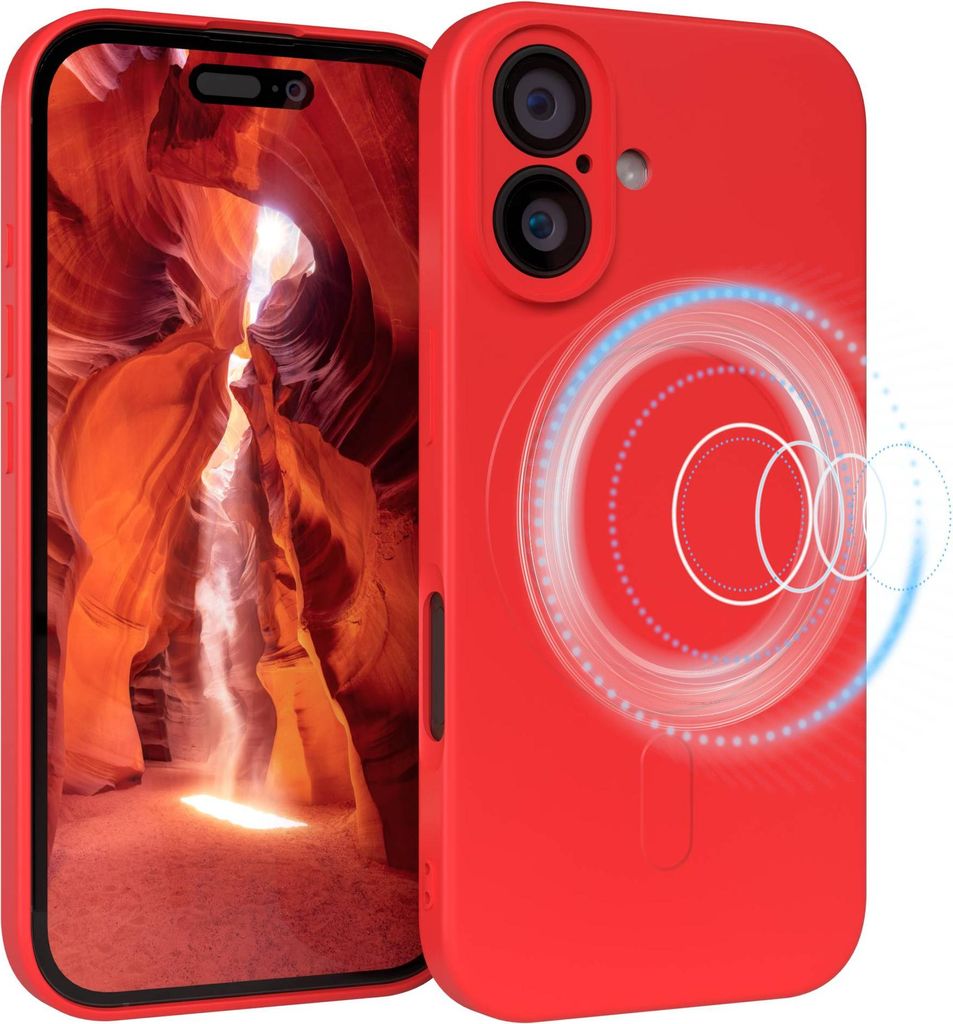 EAZY CASE - Silikonhülle magnetisch für Apple iPhone 16, Hülle Silikon, weich stoßfeste Magnet Handyhülle, Schutzhülle mit Kameraschutz, TPU ...
