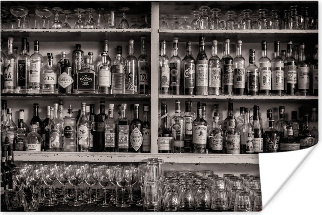 MuchoWow Poster Bar - Alkohol - Spirituosen - Stilleben 90x60 cm - Schlafzimmer