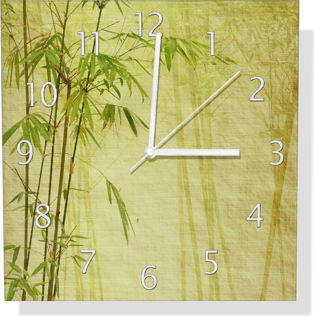 Wallario Design Wanduhr Antiker Bambus aus Aluverbund, Größe 30 x 30 cm