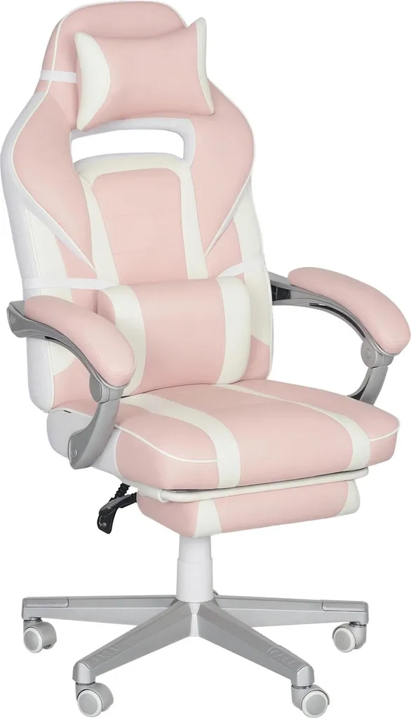 Chaise de bureau rose pour le streaming et le jeu avec confort total