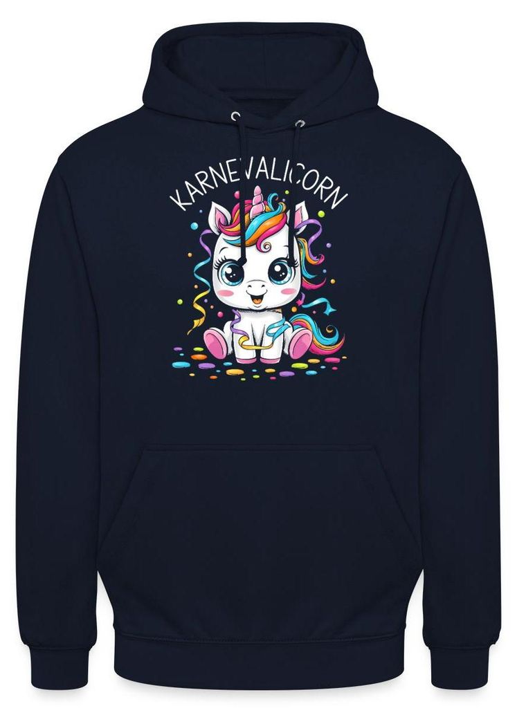 Spreadshirt Karnevalicorn | Einhorn Karneval Party Uni Hoodie, 3XL, Navy