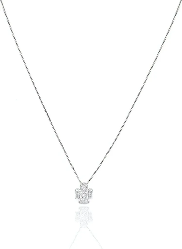 Collier Sautoir Femme Amen CLPA Argent Rhodié avec Croix Fine et Délicate