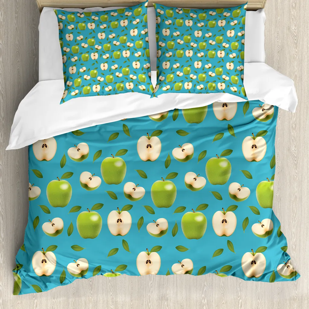 Housse de couette pomme ABAKUHAUS avec taies d'oreiller, 200x200cm