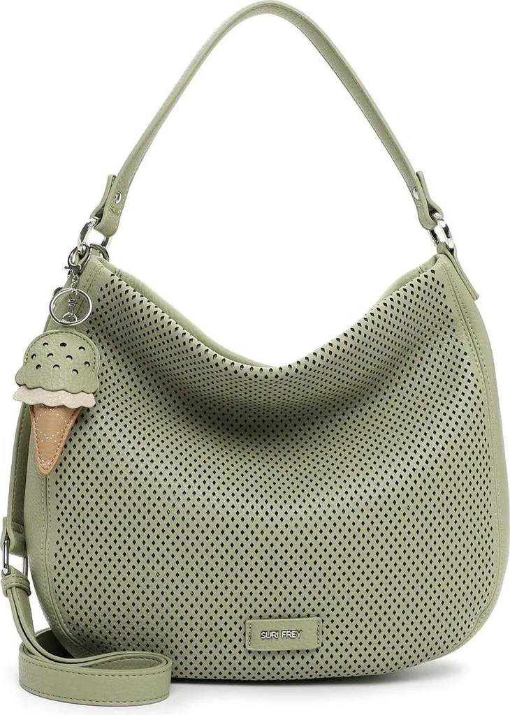 Cilly Bucket Bag SURI FREY Sac à Épaule en Texture Perforée Vert Pastel