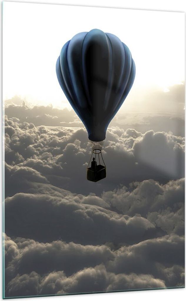 Bilder auf glas - Einteilig - Wolke Ballon Himmel - 70x100cm - Glasbilder - Wandbilder - Bilder - zum Aufhängen bereit - Wanddekoration aus Glas -...