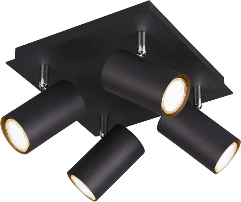 Plafoniera 4 Faretti GU10 TRIO Marley - Montaggio Facile Nero Opaco