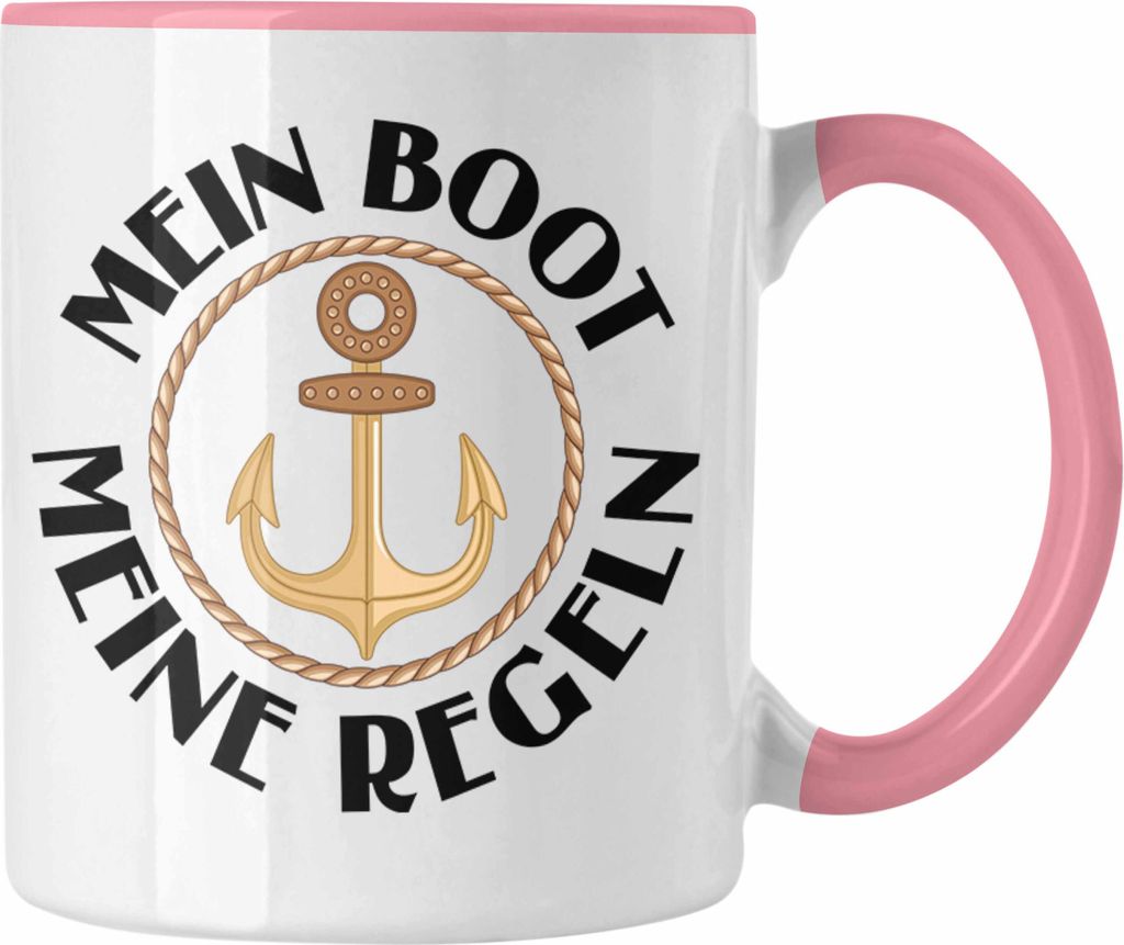 Trendation - Kapitän Tasse Geschenk Käptn Lustiger Spruch Bootsfahrer Sportboot Herren Segler Segeln Motoboot Lustig (Rosa)