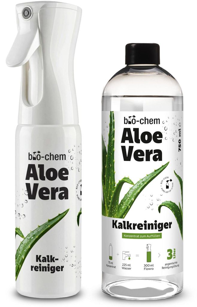 bio-chem Aloe Vera Kalkreiniger Konzentrat | Badreiniger gegen Kalk & Wasserflecken für Bad, Dusche & Armaturen | Duftkomposition Aloe Vera | Duft...
